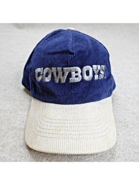 Dallas Cowboys Hat Blue Embroidered Logo Corduroy NFL Starline Vintage